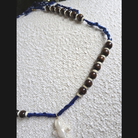 NWOT! Free People X Ariana Ost,Easy Does It Cross Strand Necklace,Blue, MSRP $48 - Picture 8 of 10